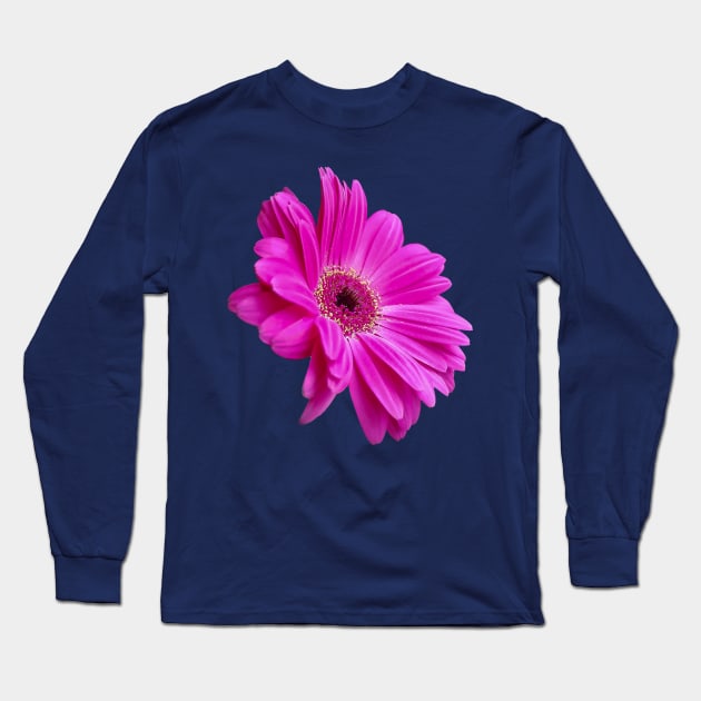 Pink Gerbera Daisy Floral Photo Cutout Long Sleeve T-Shirt by ellenhenryart